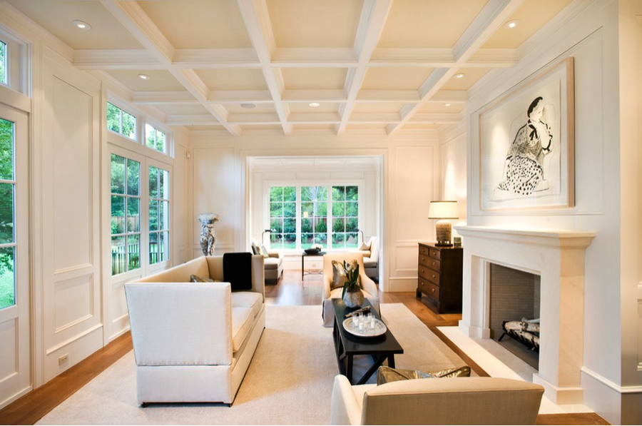 coffered ceiling living room