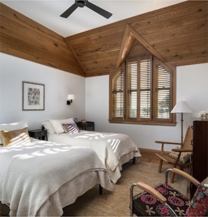 Hardwood Floorboards Take to the Ceiling