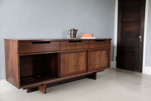 16th Workshop’s Credenza I, here in Western walnut, is also available in Oregon white oak. 