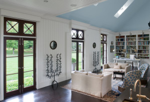 The “great room” in architectural and interior designer Linda Bank’s own residence in Falmouth, Maine. 
