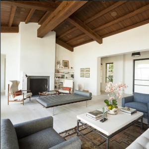 Hardwood Design Co. supplied the striking bleached white-oak floors in this Austin, Texas, living room by Mark Ashby Design and Jessica Stewart Lendvay Architects.