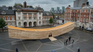 Made of cross-laminated tulipwood, “The Smile,” an installation at last fall’s London Design Festival, was a collaboration between the American Hardwood Export Council, Alison Brooks Architects, and Arup. Photograph courtesy Alison Brooks Architects